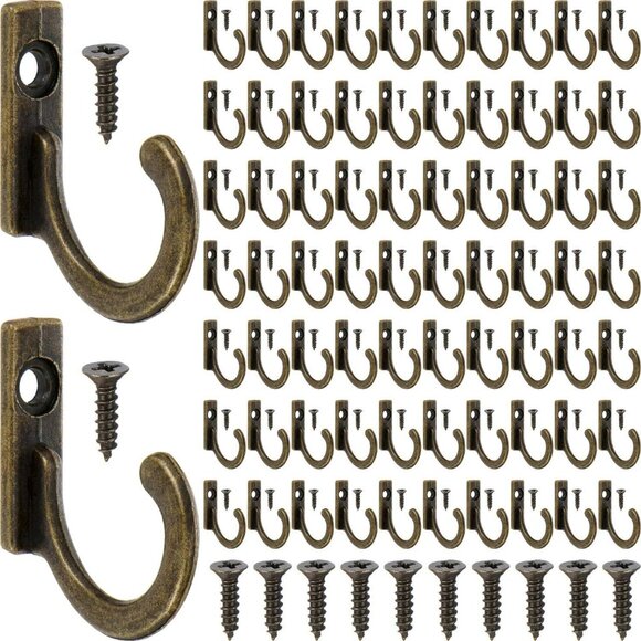 Bronze Small Wall Mounted Key Hooks, 100 Pieces - Picture 1 of 7